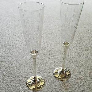 Mikasa silver plated champagne flutes